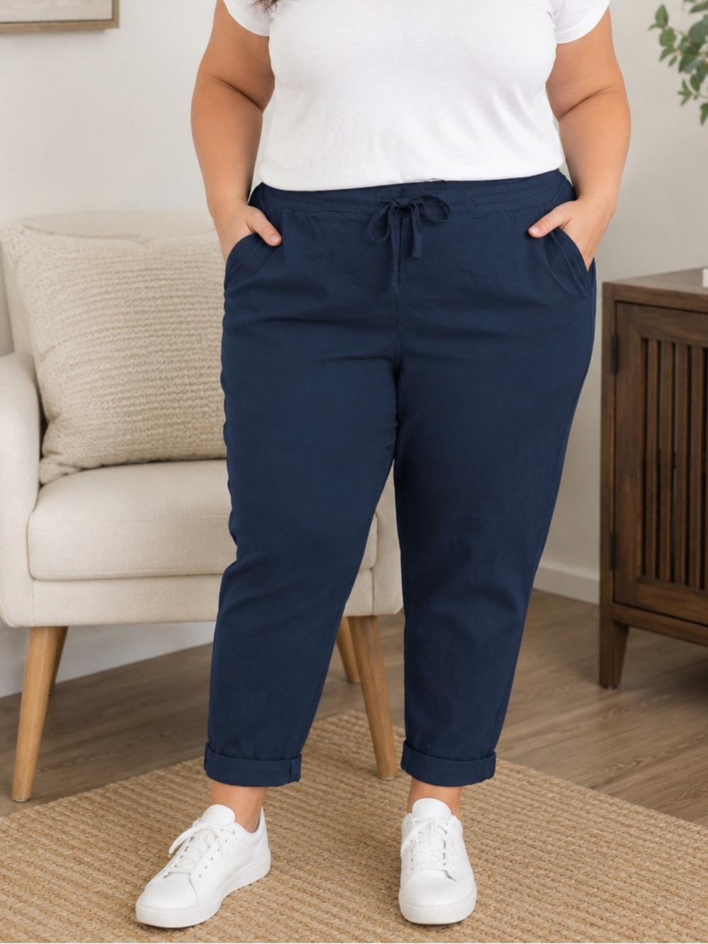 NWT Navy Drawstring Ankle Pants